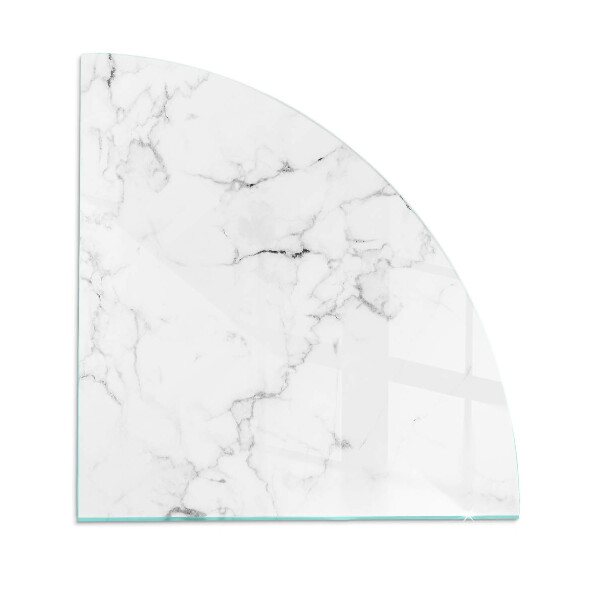 Corner glass hearth Marble motif with delicate veins