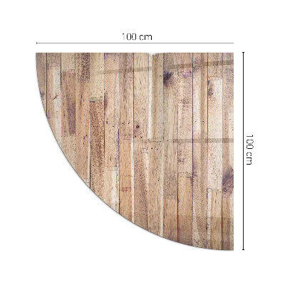 Corner glass hearth for wood burner Wooden pattern in a geometric arrangement