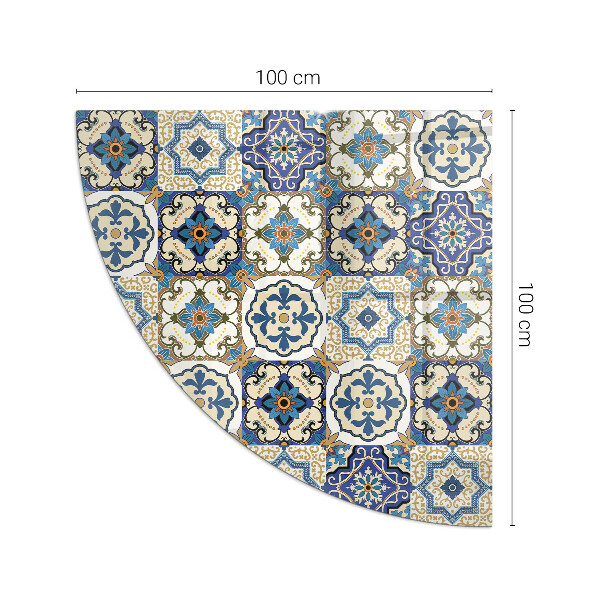 Corner glass hearth Mosaic motif with floral accents