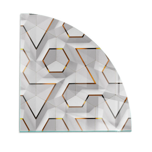 Corner glass hearth Pattern of three-dimensional shapes