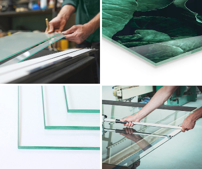 Corner glass hearth Pattern of three-dimensional shapes