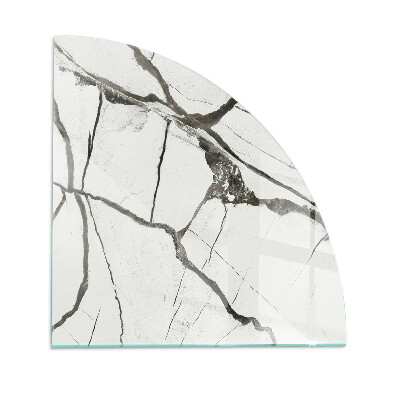Corner glass hearth for wood burner Marble veins in an elegant style