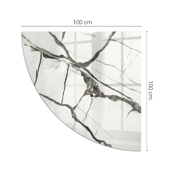 Corner glass hearth for wood burner Marble veins in an elegant style