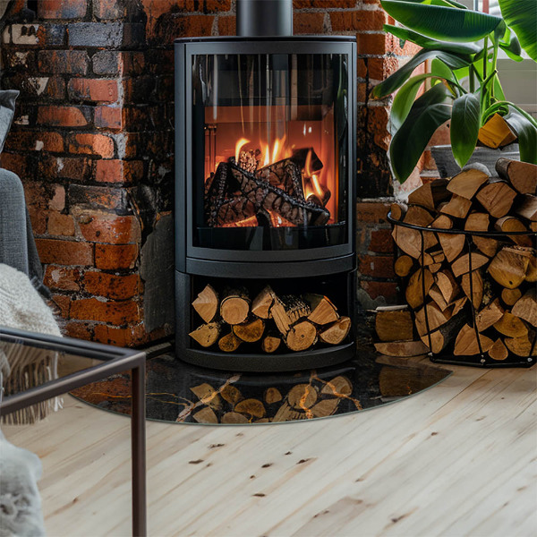 Quarter glass hearth stove Marble style with delicate veining