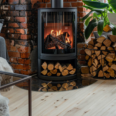 Quarter glass hearth stove Marble style with delicate veining