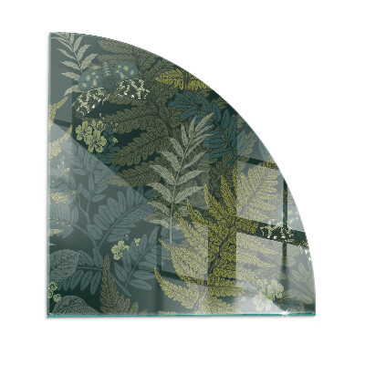 Corner glass hearth for wood burner Plant patterns with butterflies