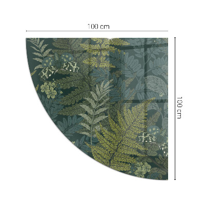 Corner glass hearth for wood burner Plant patterns with butterflies