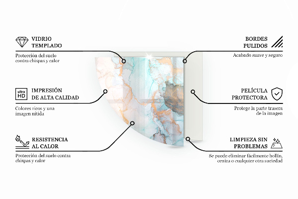 Quarter glass hearth stove Marble motif in subtle tones