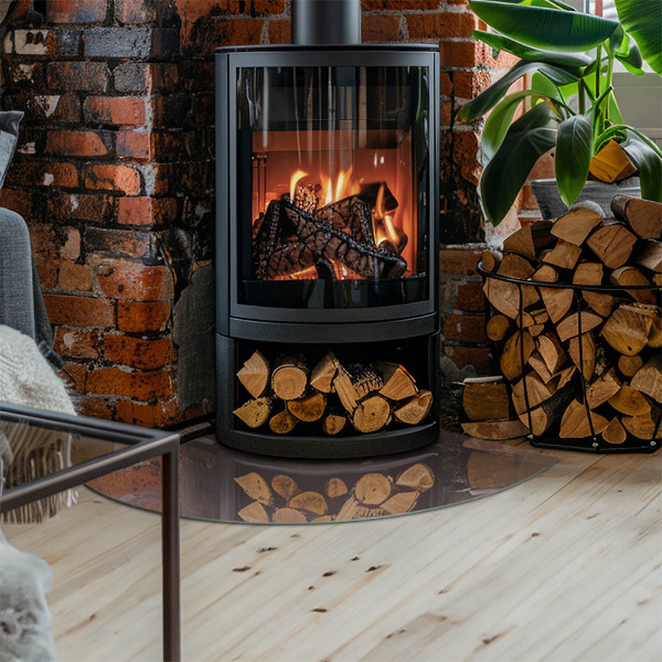 Quarter glass hearth stove Color Beige