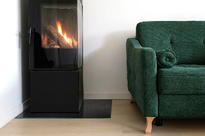 Rectangular glass hearth for wood stove Natural stone pattern