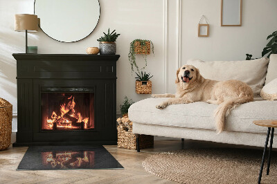 Rectangular glass hearth for wood stove Natural stone pattern