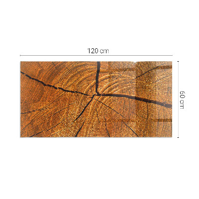 Rectangular glass hearth Wood in cross-section with natural grain