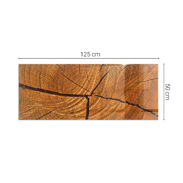 Rectangular glass hearth Wood in cross-section with natural grain