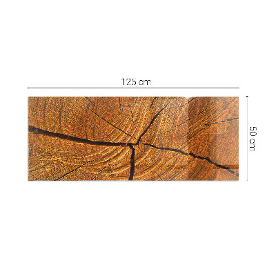 Rectangular glass hearth Wood in cross-section with natural grain