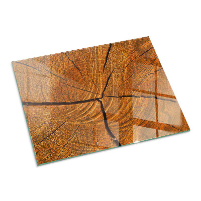 Rectangular glass hearth Wood in cross-section with natural grain