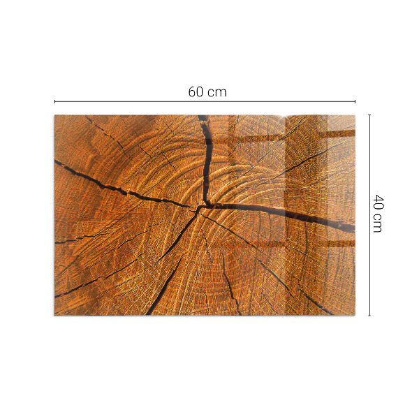 Rectangular glass hearth Wood in cross-section with natural grain
