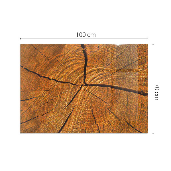 Rectangular glass hearth Wood in cross-section with natural grain