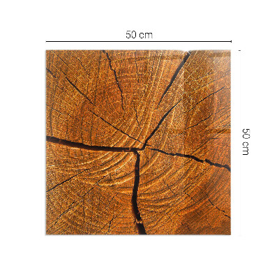 Rectangular glass hearth Wood in cross-section with natural grain