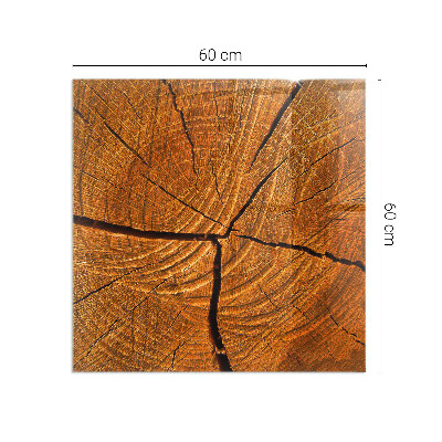 Rectangular glass hearth Wood in cross-section with natural grain