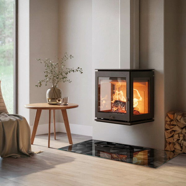 Rectangular tempered glass hearth Geometry in three dimensions