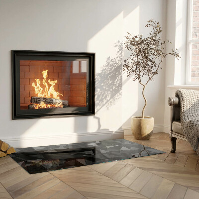 Rectangular tempered glass hearth Geometry in three dimensions