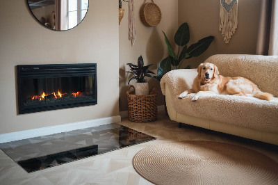 Rectangular tempered glass hearth Geometry in three dimensions