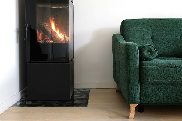 Rectangular tempered glass hearth Geometry in three dimensions