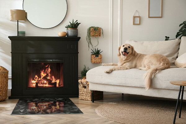 Rectangular tempered glass hearth Geometry in three dimensions