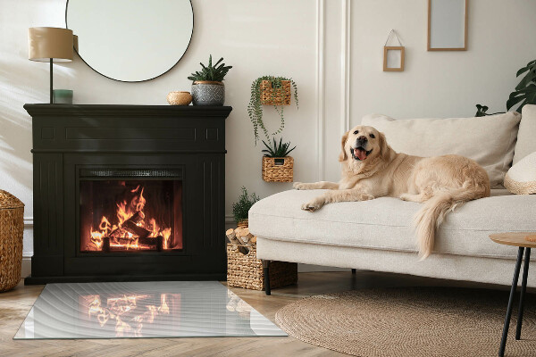 Rectangular glass hearth for wood stove Waves of subtle shapes