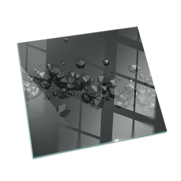 Rectangular glass hearth Abstract cloud forms in solids