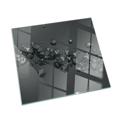 Rectangular glass hearth Abstract cloud forms in solids