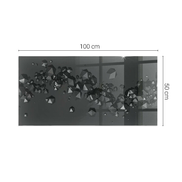 Rectangular glass hearth Abstract cloud forms in solids