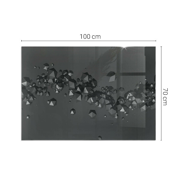 Rectangular glass hearth Abstract cloud forms in solids