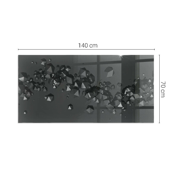 Rectangular glass hearth Abstract cloud forms in solids