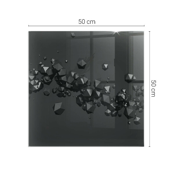 Rectangular glass hearth Abstract cloud forms in solids