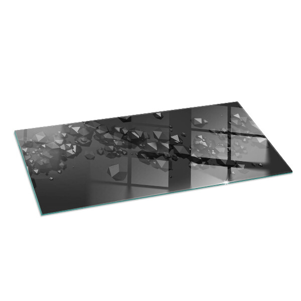 Rectangular glass hearth Abstract cloud forms in solids