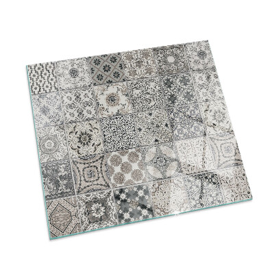 Rectangular tempered glass hearth Tiled decorative patterns