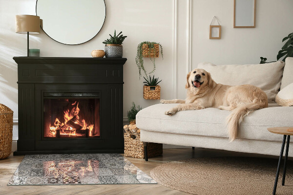 Rectangular tempered glass hearth Tiled decorative patterns