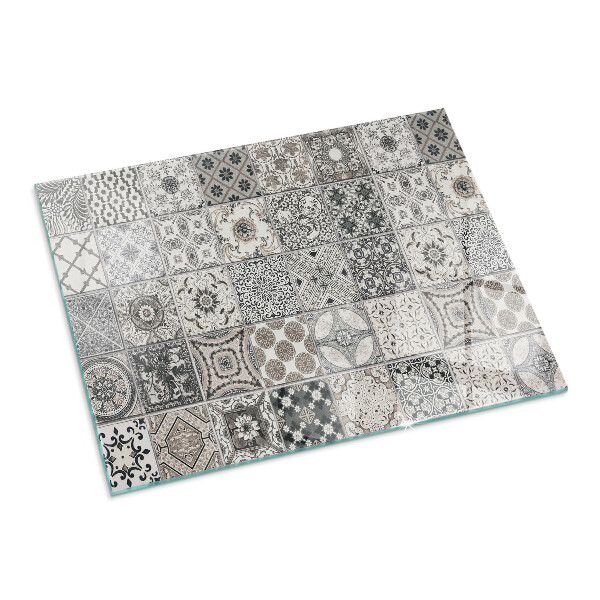 Rectangular tempered glass hearth Tiled decorative patterns