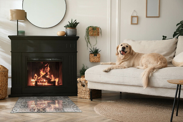 Rectangular tempered glass hearth Tiled decorative patterns