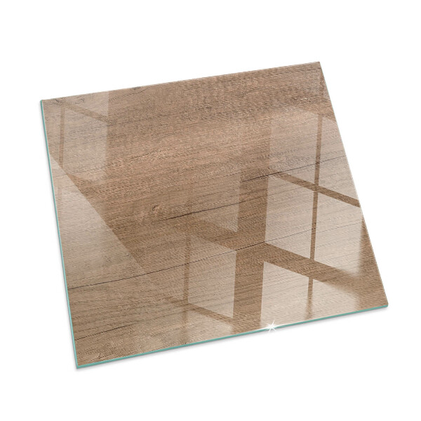 Rectangular glass hearth for wood stove Wood-inspired pattern