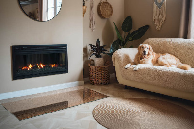 Rectangular glass hearth for wood stove Wood-inspired pattern
