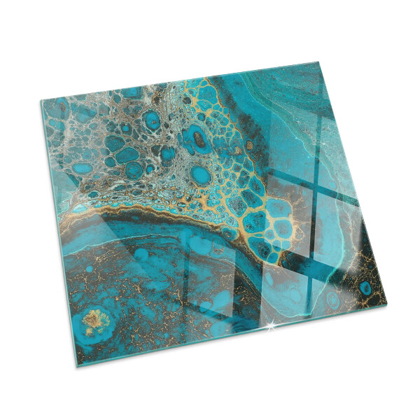 Rectangular tempered glass hearth Organic pattern in an abstract style
