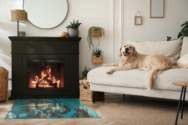 Rectangular tempered glass hearth Organic pattern in an abstract style