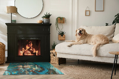 Rectangular tempered glass hearth Organic pattern in an abstract style