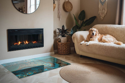 Rectangular tempered glass hearth Organic pattern in an abstract style