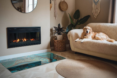 Rectangular tempered glass hearth Organic pattern in an abstract style