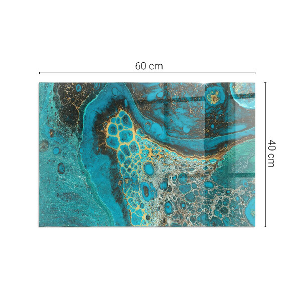 Rectangular tempered glass hearth Organic pattern in an abstract style