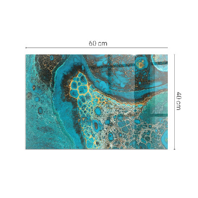 Rectangular tempered glass hearth Organic pattern in an abstract style