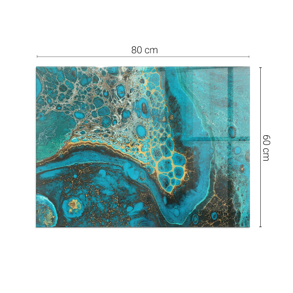 Rectangular tempered glass hearth Organic pattern in an abstract style